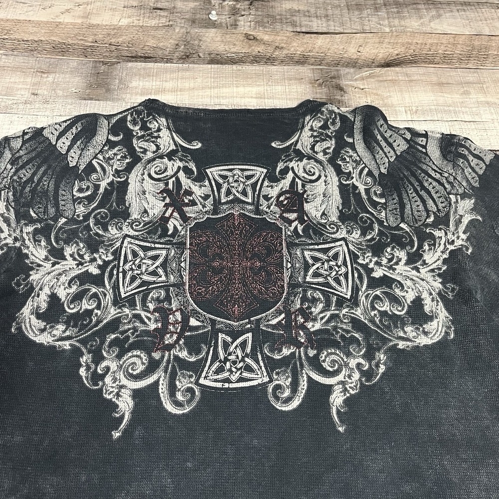 Xzavier Thermal Shirt Size XL Black Thermal Long Sleeve Y2K Punk Grunge Skulls - Picture 4 of 11